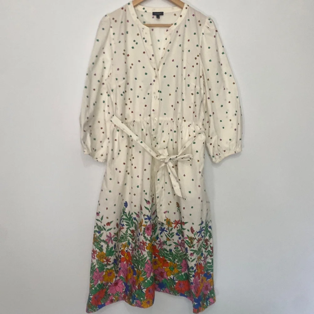 Talbots 12 Poplin Blissful Floral Shirtdress - Picture 3 of 12